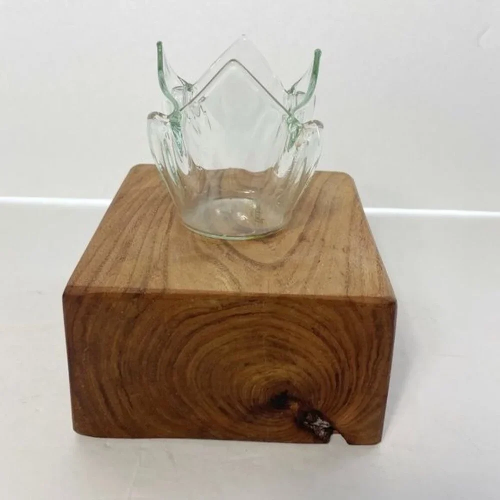 Vintage Biedermann Clear Glass Folded Handkerchief Votive Glass